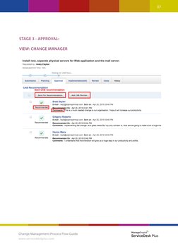 Change Management Process Flow Guide
www.servicedeskplus.com
INTRODUCTION
STAGE 3 - APPROVAL:
VIEW: CHANGE MANAGER
07
