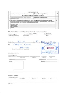 8
9
PARTH (STAFTING}
List all the staff intendingto work at the facility
Please refer to appendix V
PARTI (CONDITIONS FORTHE