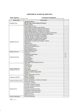 APPENDIX II: SCOPE OF SERVICES
Catchment Population
Bed Capacity
ServiceArea
Seriiee Scope
Operating Hours
Aopointment Based
