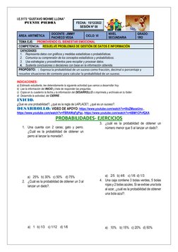 Sesión de Probabilidades para Secundaria | PDF | Probabilidad | Science