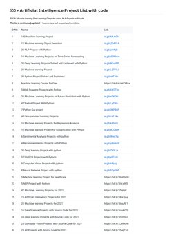500 AI & ML Projects with Source Code | PDF | Machine Learning | Deep ...