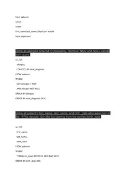 Patient Data Analysis and Queries | PDF