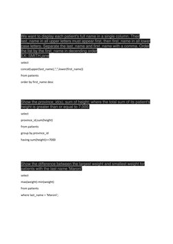 Patient Data Analysis and Queries | PDF