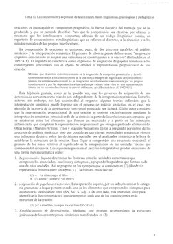 Tema 31. La comprensión y expresión de textos orales. Bases lingüísticas , psicológicas y pedagógicas 
oraciones es insoslaya
