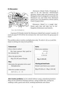 2 
 
IV. Discussion  
     Dinosaurs Island Clark, Pampanga is 
said to be the first-ever Animatronics 
dinosaur theme park a
