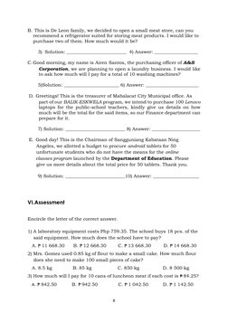 8 
 
B.  This is De Leon family, we decided to open a small meat store, can you 
recommend a refrigerator suited for storing