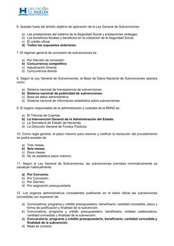 Test Ley General de Subvenciones | PDF | Otorgar dinero) | Presupuesto