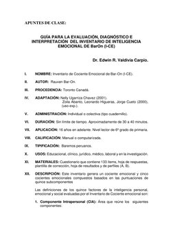 APUNTES DE CLASE: 
 
 
GUÍA PARA LA EVALUACIÓN, DIAGNÓSTICO E 
INTERPRETACIÓN  DEL INVENTARIO DE INTELIGENCIA 
EMOCIONAL DE B
