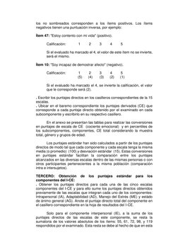 los no sombreados corresponden a los ítems positivos. Los ítems 
negativos tienen una puntuación inversa, por ejemplo: 
 
Íte