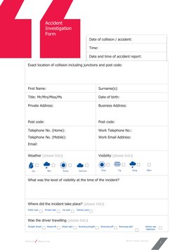 Motor Risk Control 
Resource Box 
Section
n 7 
Measuring 
Performance 
 
1 
 
 
 
 
 
 
Accident 
Investigation 
S 
Form