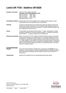 Liofol UR 7729 Adhesive Technical Data | PDF | Adhesive | Lamination