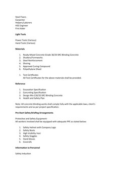 Method Statement for Concrete Blinding | PDF | Concrete | Personal ...