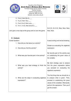 Lesson Plan: Evaluating Algebraic Expressions | PDF | Polynomial | Algebra