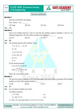 GATE 2020  [Forenoon Session]
 
Civil Engineering
PAGE 
1 
.General Aptitude. 
Question 1 
 
Select the word that fits