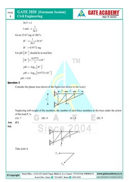 GATE 2020  [Forenoon Session]
 
Civil Engineering
PAGE 
5 
 
 
36.5
1
→ 
 
 
1 unit 
1
36.5
→
 
 
Given 35.67 mg of HCl