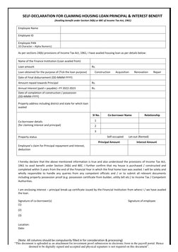 Housing Loan Declaration Form | PDF | Loans | Taxes