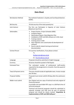University of  Engineering & Applied Sciences, Swat 
Acquisition & Implementation of ERP & CMS Software  
  Request