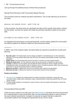 
VV – Forecast-based planning.
Let’s go through the detailed process of these three procedures.
Reorder-Point Planning in SA