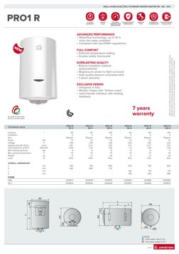 Pro1 R Ariston Pro1 R Electric Water Heater | PDF | Water Heating | Thermostat