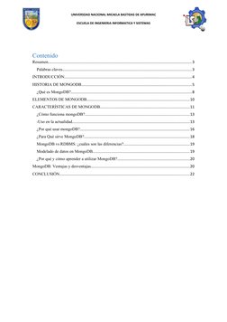 UNIVERSDAD NACIONAL MICAELA BASTIDAS DE APURIMAC
ESCUELA DE INGENIERIA INFORMATICA Y SISTEMAS
 
Contenido
Resumen..........