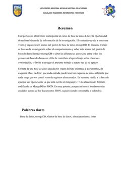 UNIVERSDAD NACIONAL MICAELA BASTIDAS DE APURIMAC
ESCUELA DE INGENIERIA INFORMATICA Y SISTEMAS
 
Resumen
Este portafolio ele