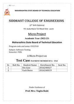 1 | P a g e  
 
MAHARASHTRA STATE BOARD OF TECHNICAL EDUCATION 
 
siddhant COLLEGE OF ENGINEERING 
(2th Shift Diploma) 
P/L S