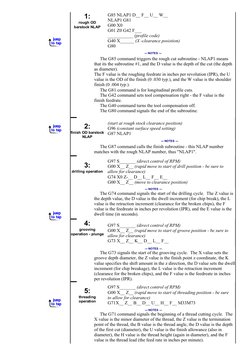 1:
rough OD
barstock NLAP
G85 NLAP1 D__ F__ U__ W__
NLAP1 G81
G00 X0
G01 Z0 G42 F___
___________ (profile code)
G40 X______ (