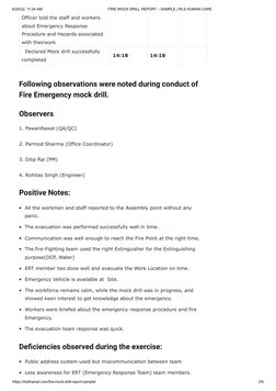 Fire Mock Drill Report Sample | PDF | Emergency | Firefighting