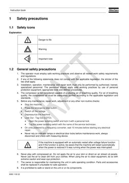 Instruction book 
 
 
9095 1100 22 
7 
1 
Safety precautions 
 
1.1 
Safety icons 
Explanation 
 
Danger to life 
 
Warning