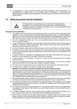 Instruction book 
 
8 
9095 1100 22 
9. If compressed air is used in the food industry and more specifically for direct foo