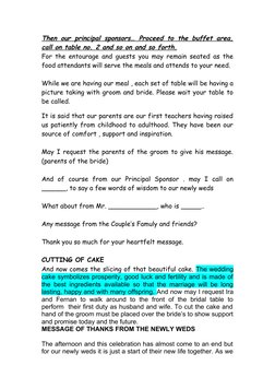 Then our principal sponsors… Proceed to the buffet area,
call on table no. 2 and so on and so forth.
For the entourage and gu