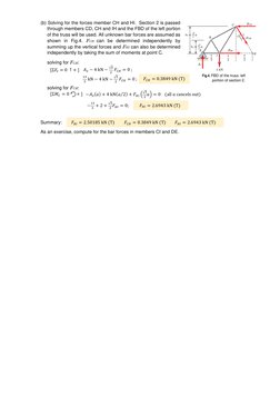(b) Solving for the forces member CH and HI.  Section 2 is passed 
through members CD, CH and IH and the FBD of the left port