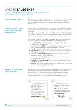 3
Technology meets Psychology
WHO IS TALEGENT?
Why measure talent?
Contents  >  Introduction
Talegent applies new 
talent mea