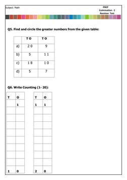 Prep Class Math Revision Test | PDF
