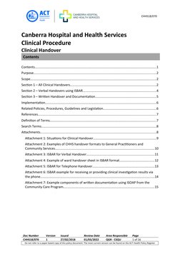 ISBAR Clinical Handover Guidelines | PDF | Patient | Health Care