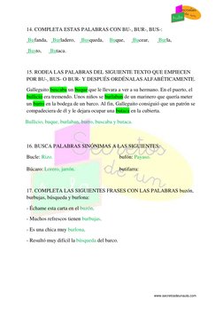 Palabras y oraciones con bu, bus, bur | PDF