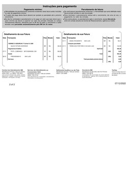 Instruções para pagamento
Pagamento mínimo:
Parcelamento da fatura:
 Mensalidades de parcelamentos anteriores existentes nest
