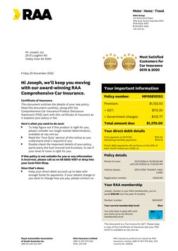 RAA Comprehensive Car Insurance Details | PDF | Insurance | Vehicle ...