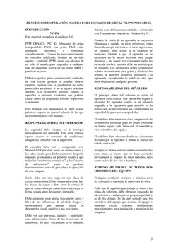 3
PRÁCTICAS DE OPERACIÓN SEGURA PARA USUARIOS DE GRÚAS TRANSPORTABLES
INRTODUCCIÓN
NOTA
Este material reemplaza al ca