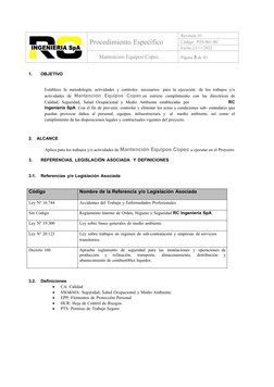 Procedimiento Específico
Revisión 01
Código: PTS-001-RC
Fecha:22/11/2022
Mantención Equipos Copec.
Página 3 de 43
1.
OBJETIVO