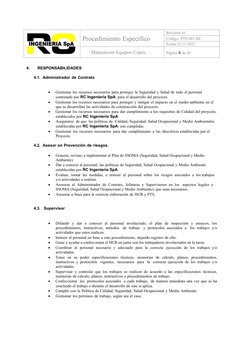 Procedimiento Específico
Revisión 01
Código: PTS-001-RC
Fecha:22/11/2022
Mantención Equipos Copec.
Página 4 de 43
4.
RESPONSA