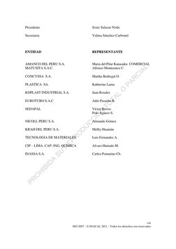 PROHIBIDA SU REPRODUCCION TOTAL O PARCIAL
 
viii 
ISO 2007 - © INACAL 2021 - Todos los derechos son reservados 
Presidente