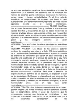 de acciones nominativas, en el que deberá inscribirse el nombre, la
nacionalidad  y  el  domicilio  del  accionista  con  la