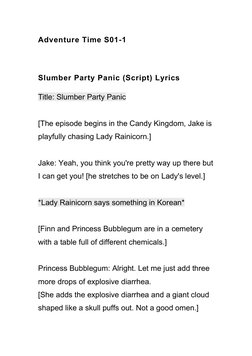 Slumber Party Script Slumber Party Panic Script | PDF