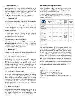 6. Chrysler Case Study [4] 
By this case study it is understood that how Chrysler LLC is 
using PPAP for quality supply chain