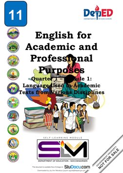 Eapp Quarter 1 Module 1 English For Academic and Professional Purposes ...