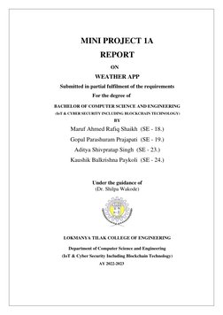 MINI PROJECT 1A  
REPORT 
ON 
WEATHER APP 
Submitted in partial fulfilment of the requirements 
For the degree of 
 
BACHEL
