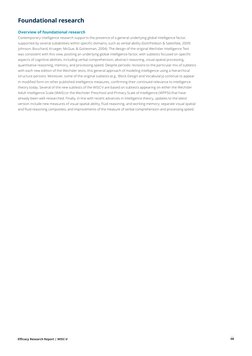 Efficacy Research Report | WISC-V
08
Foundational research
Overview of foundational research
Contemporary intelligence resear