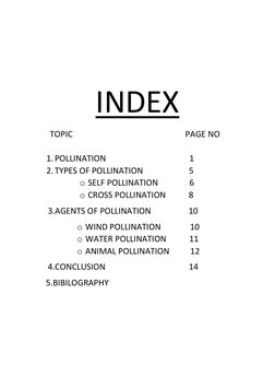 INDEX 
TOPIC                                                      PAGE NO 
 
1. POLLINATION