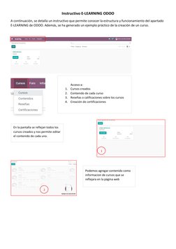 Instructivo E-LEARNING ODOO 
A continuación, se detalla un instructivo que permite conocer la estructura y funcionamiento del